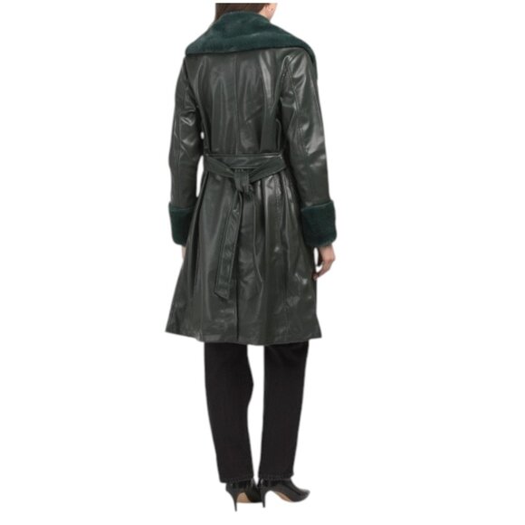 BLANK NYC Good Night Moon Trench Coat With Faux Fur Collar - Picture 3 of 4